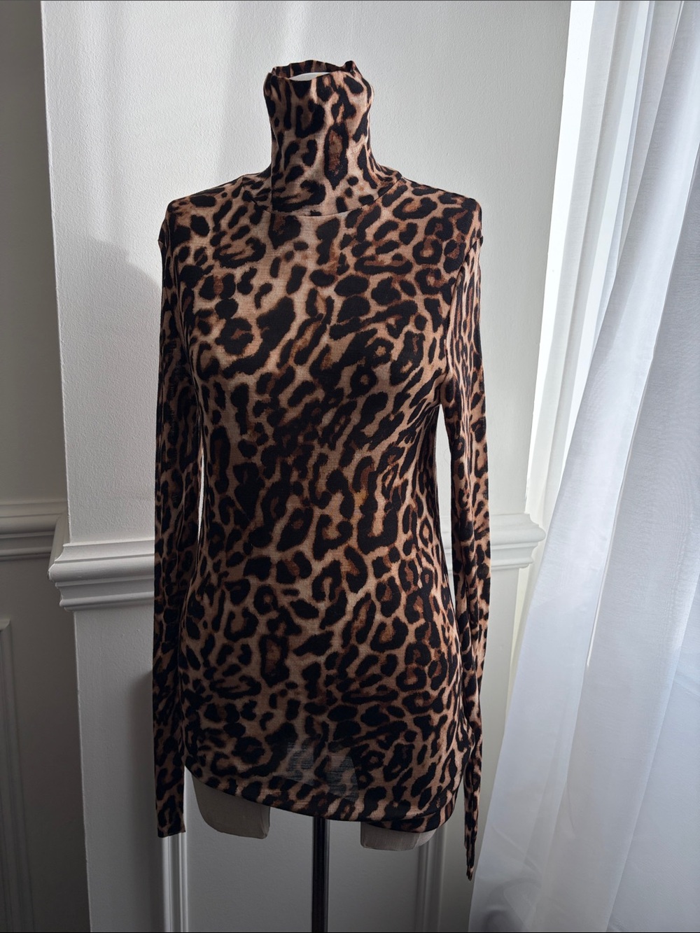 COS wool Leopard Print Turtleneck